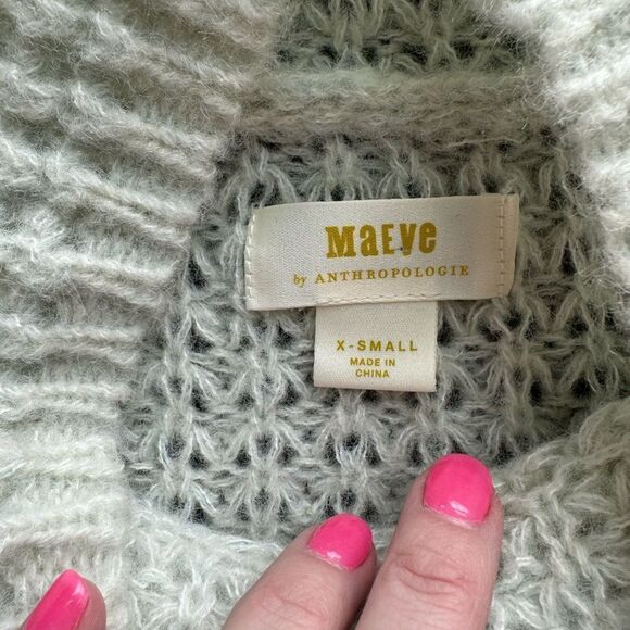 Anthropologie Maeve Dionne Sweater Women's‎ XS Mint Green Nylon Bell Sleeve Soft - Picture 11 of 15